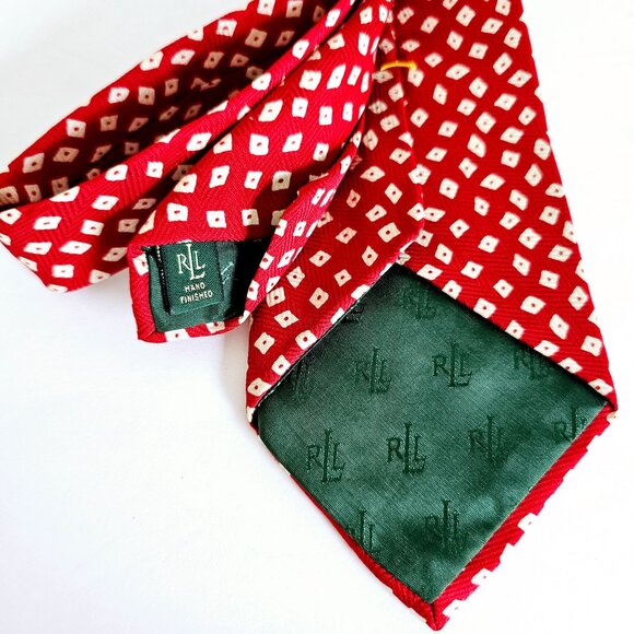 Lauren Ralph Lauren Mens Red Silk Tie~T177.3 - Picture 3 of 5